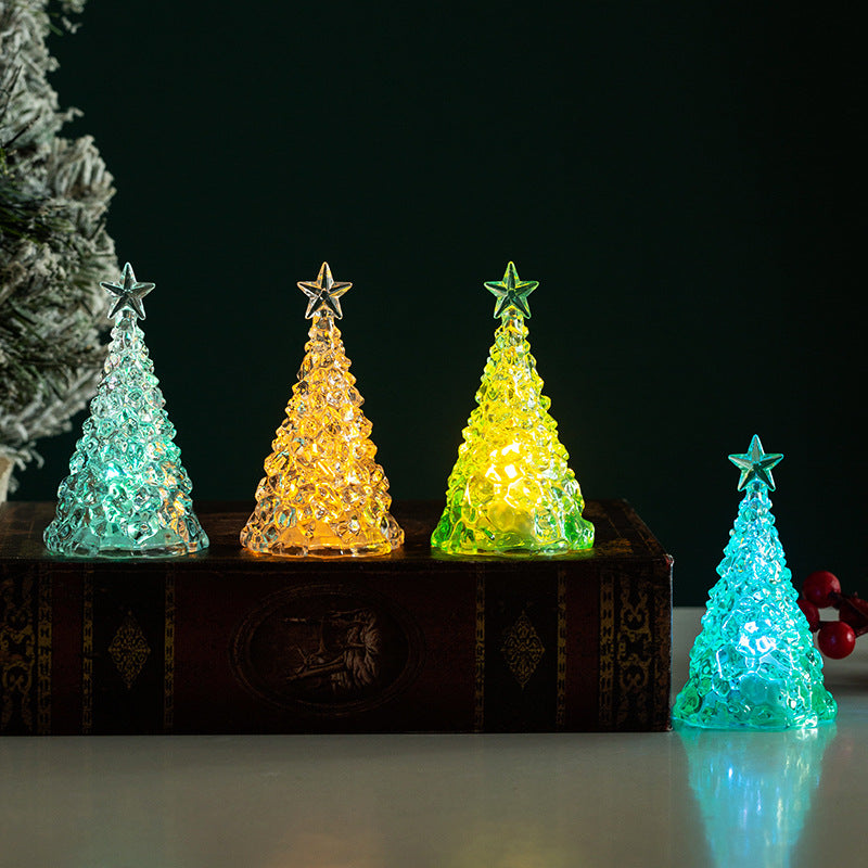 Christmas decoration mini luminous Christmas tree transparent crystal night light cross-border desktop decoration props small gifts - Korvel