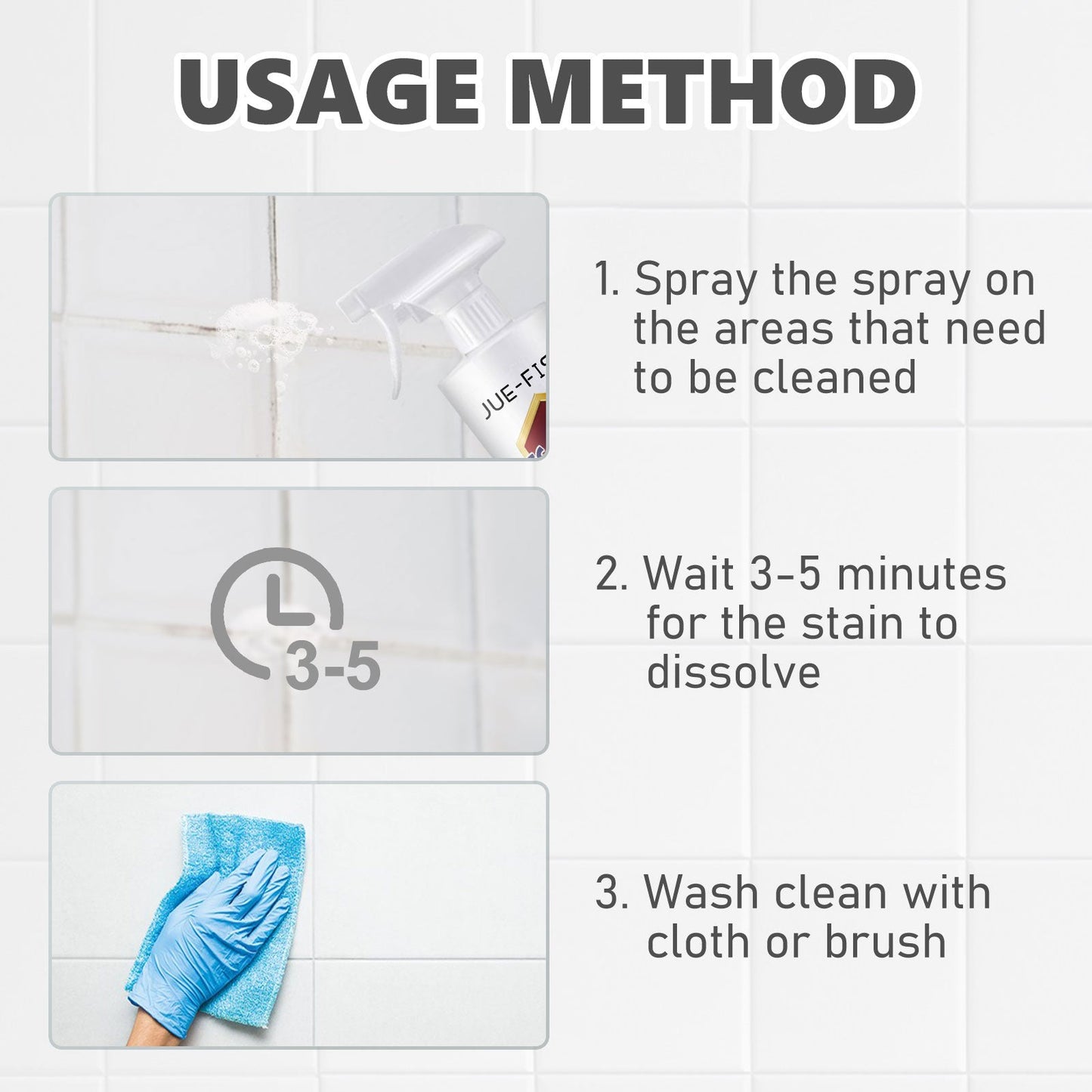 Jue-fish Tile Cleaning Spray, Kitchen Bathroom Wall Floor Tile Decontaminating Cleaning Spray - Korvel