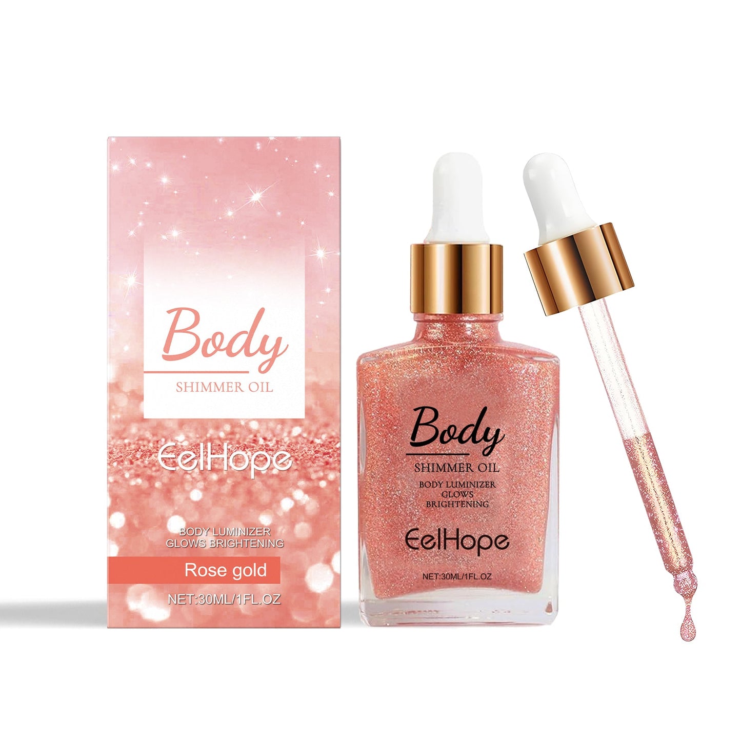 Body Glitter Oil, Facial Body Liquid Highlighter Moisturizer Easy To Apply Party Focus Brightening - Korvel