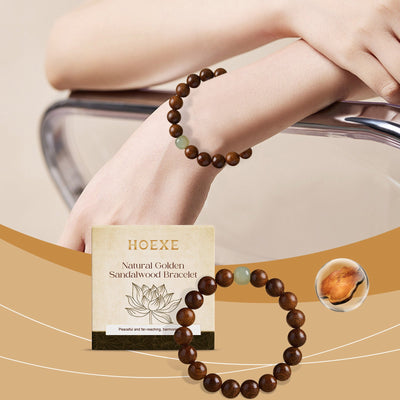 Gold Wire Sandalwood Bead Decorative Bracelet