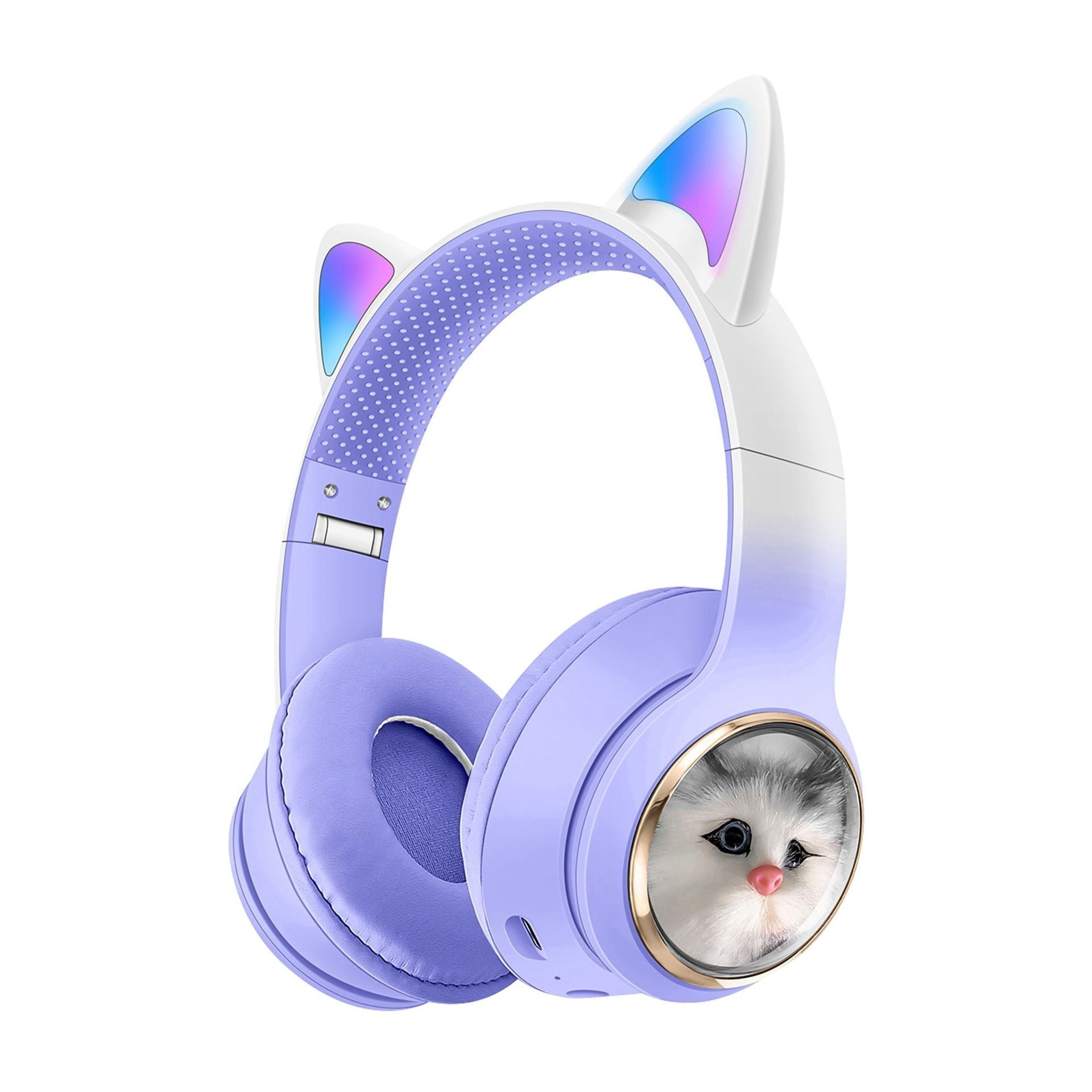 AKZ-09 Earphones Space Cabin Cartoon Simulation Cat Bluetooth Headwear Large Battery Earphones Foldable - Korvel