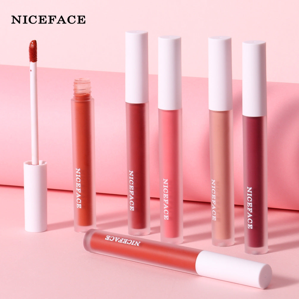 NICEFACE 12 Color Velvet Matte Lip Gloss Non-Stick Cup Liquid Lipstick Lip Glaze - Korvel