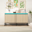 Engraved 4-door side panel with LED, self-service cabinet storage cabinet, modern coffee bar cabinet with adjustable shelves - Korvel