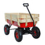 Outdoor Wagon All Terrain Pulling w/Wood Railing Air Tires Children Kid Garden（Red） - Korvel
