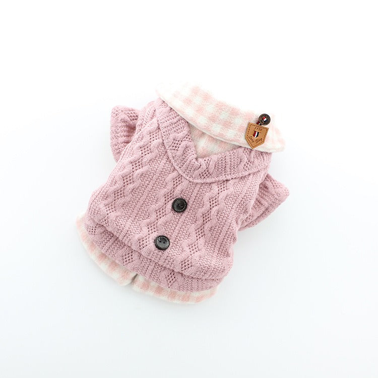 Dog clothes, pet clothes, winter lollipop dog clothes, cat clothes, compared to bear clothes, woolen plaid pet clothes - Korvel