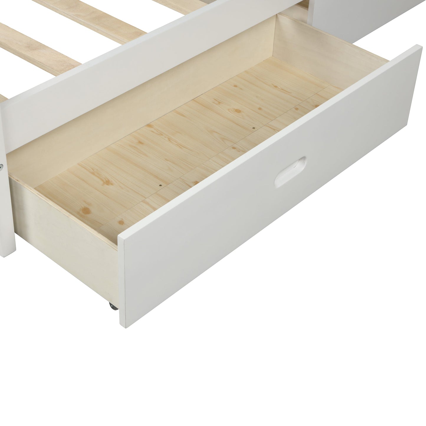 Wood platform bed with two drawers twin (white) - Korvel