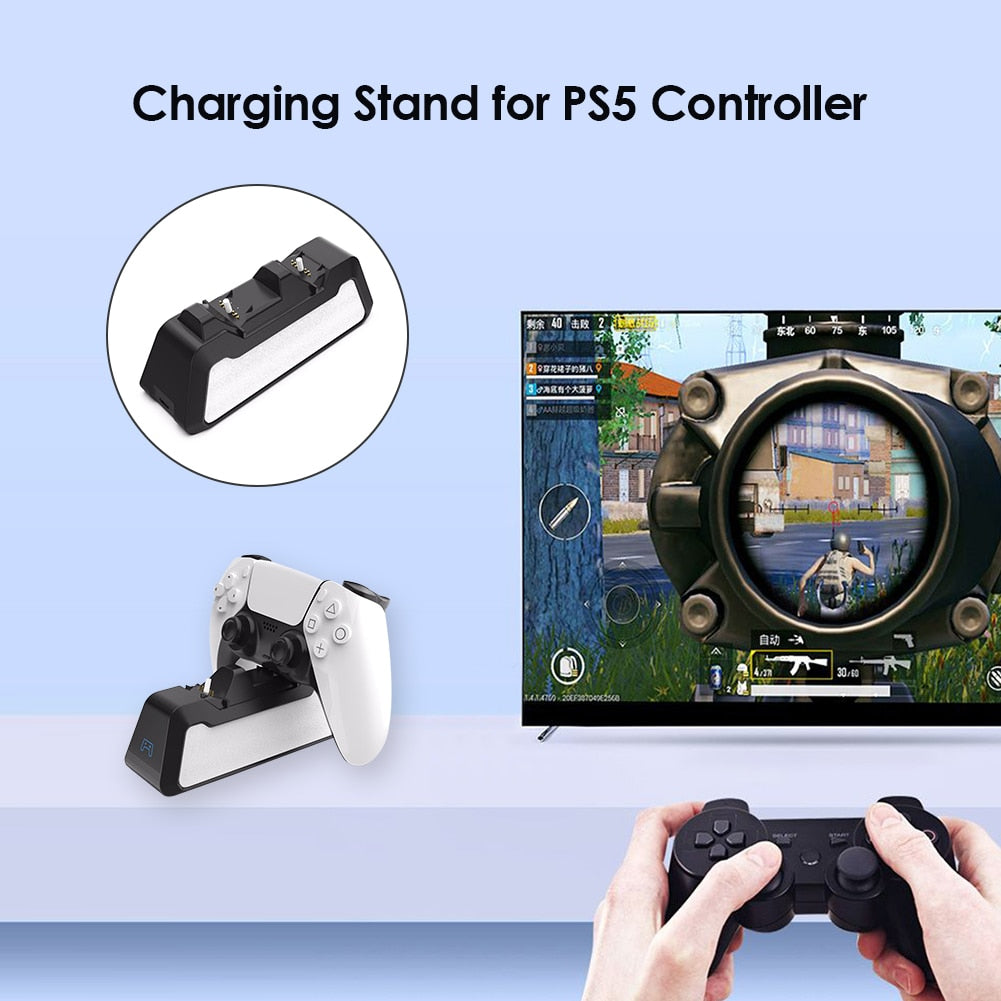 Dual Fast Charger for PS5 Wireless Controller USB 3.1 Type-C Charging Cradle Dock Station for Sony PlayStation5 Joystick Gamepad - Korvel