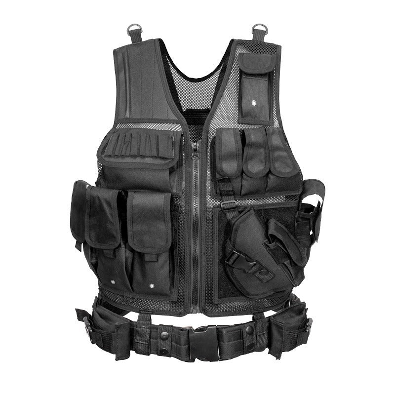Tactical Vest for Men, Airsoft Vest, Black Molle Vest and Cap Protective Equipment, Tactical Airsoft Gear - Korvel