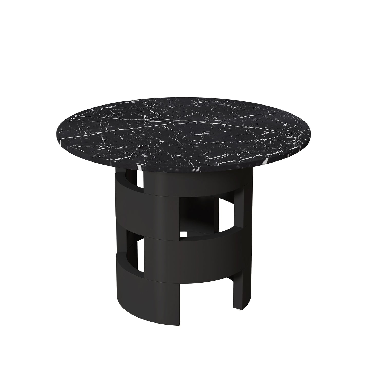 42.12"Modern Round Dining Table with Printed Black Marble Table Top for Dining Room - Korvel