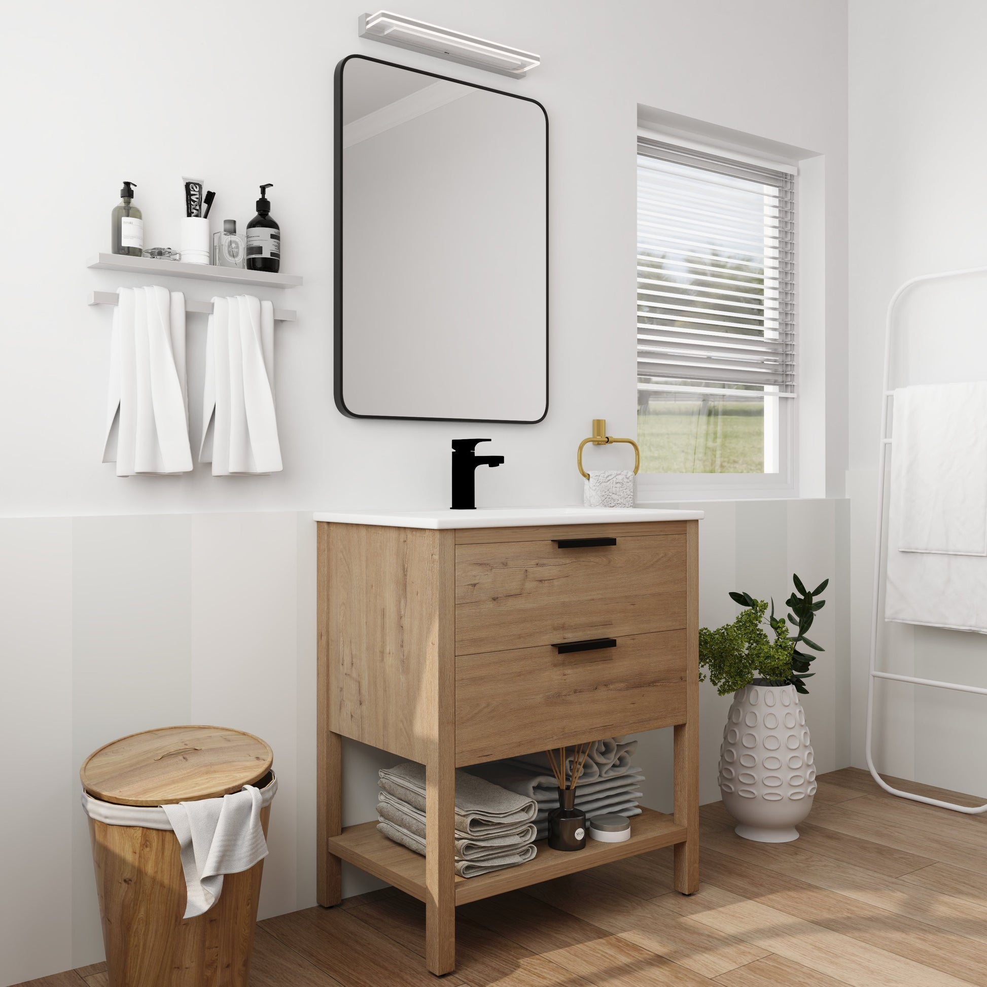 30 Inch Bathroom Vanity Plywood With 2 Drawers-BVB01030IMO-BL9075B - Korvel