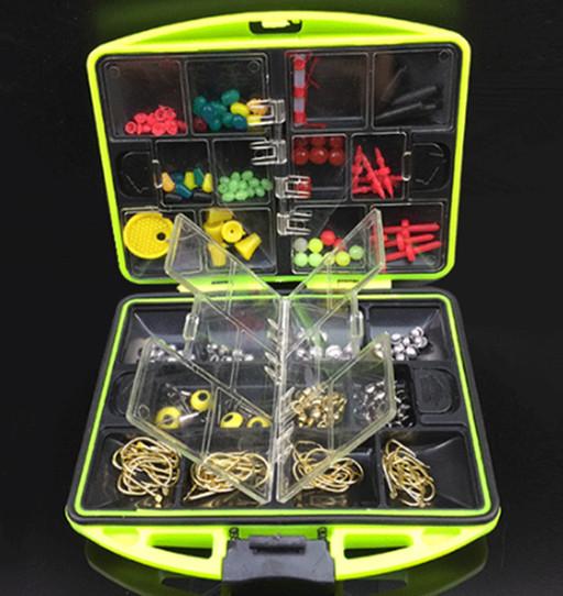 LEO 100Pcs/box Fly Fishing Accessories Box with Fishhooks Float Lead Sinker Swivel Connector Beads - Korvel