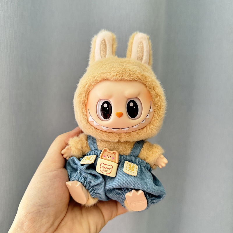 [Clothes Only] 1st/2nd generation Labubu clothes pendant Labubu sitting party baby clothes teddy bear suspenders cute pants - Korvel