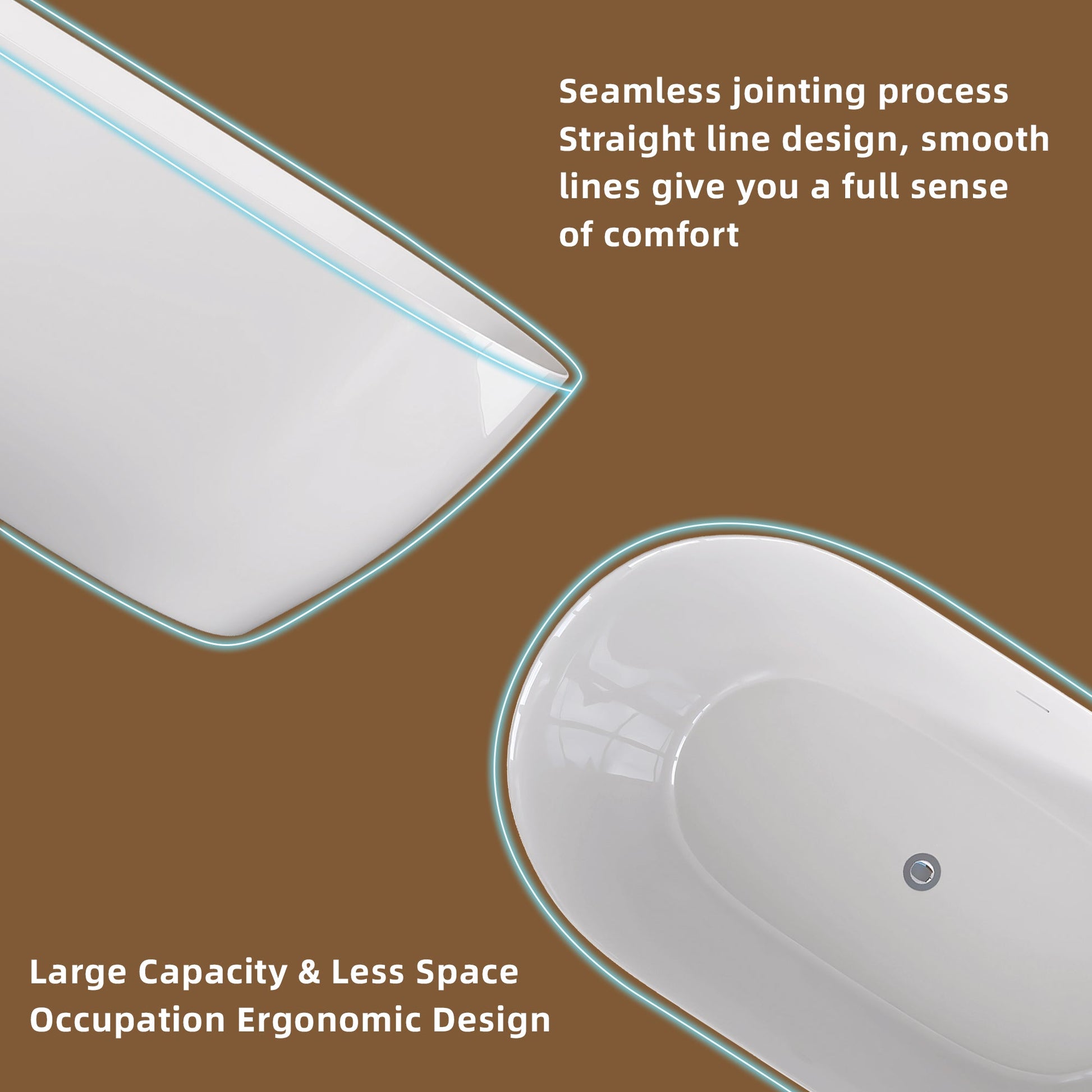 51 Inch Acrylic Freestanding Bathtub Contemporary Soaking White Tub with Overflow and Pop-up Drain Glossy White - Korvel