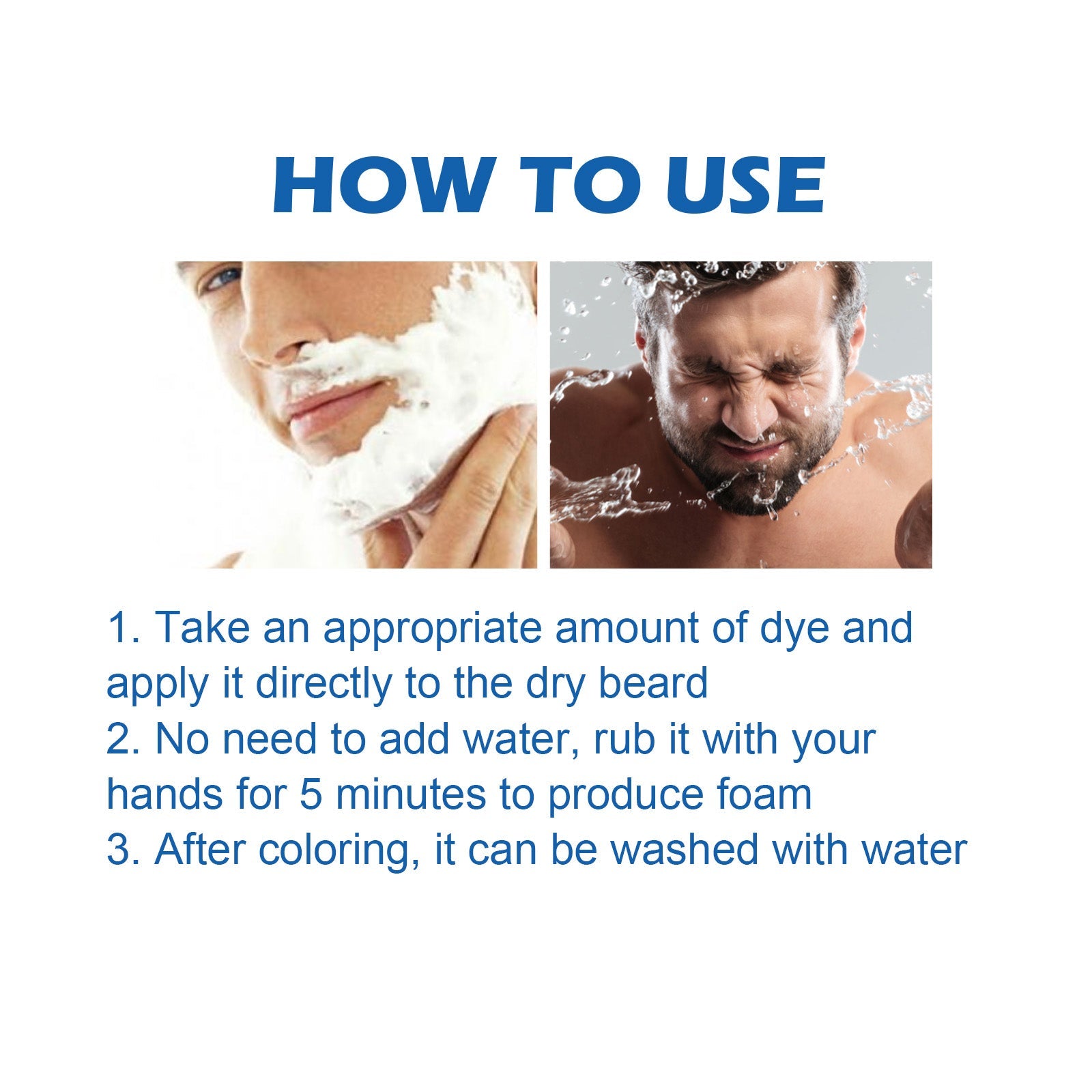 Beard Hair Dye Color Shampoo, Quick Color Black For Men's Hair And Beard Slit Drying Treatment - Korvel