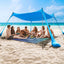 Family beach tent, large pop-up parasol, beach shelter, sun shade. Stable poles with portable carry bag. Outdoor shade. - Korvel