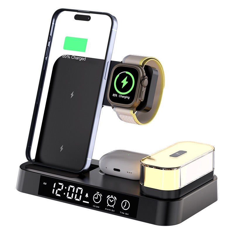 Cargador Inalámbrico 3 en 1 con Reloj - Carga Rápida para iPhone