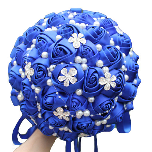 WifeLai-A Ramos De Novia Burgundy Artificial Flower Bridesmaid Wedding Bouquet - Korvel