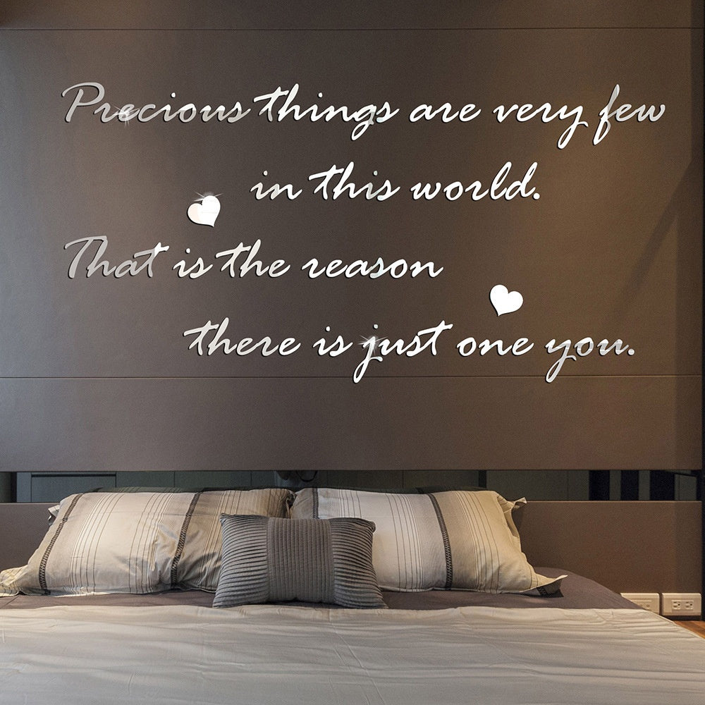 Elegant Acrylic Mirror Surface Wall Sticker - Literary Design