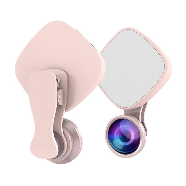 Selfie Ring Light with HD 3 in 1 Fisheye Wide Angle Macro Lens Flash Led Camera Phone Photography for iPhone Samsung Lens - Korvel