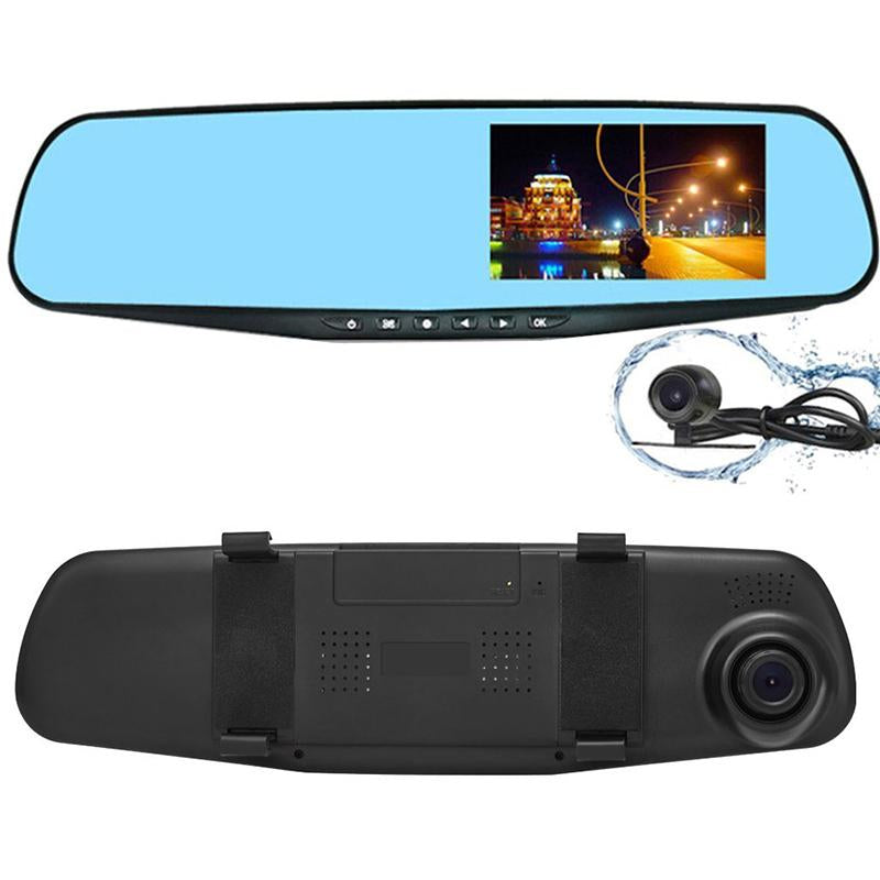 ANLUD Car Camera DVR Dual Lens Dash Cam Rear View Mirror Auto Video Recorder GPS Detector - Korvel