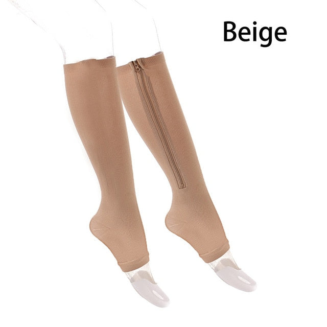 Calcetines de compresión unisex con cremallera - Delgados y elásticos