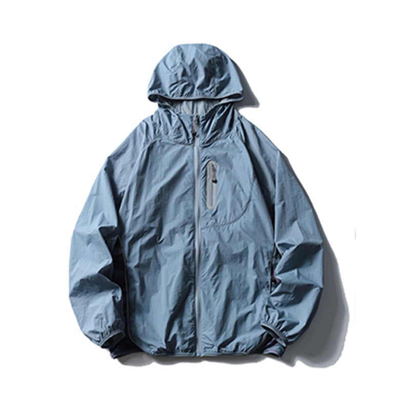 Camouflage Spliced Thin Hooded Sun Protection Clothing Men's Outdoor Sports Reflective Design Casual Jacket Trendy - Korvel