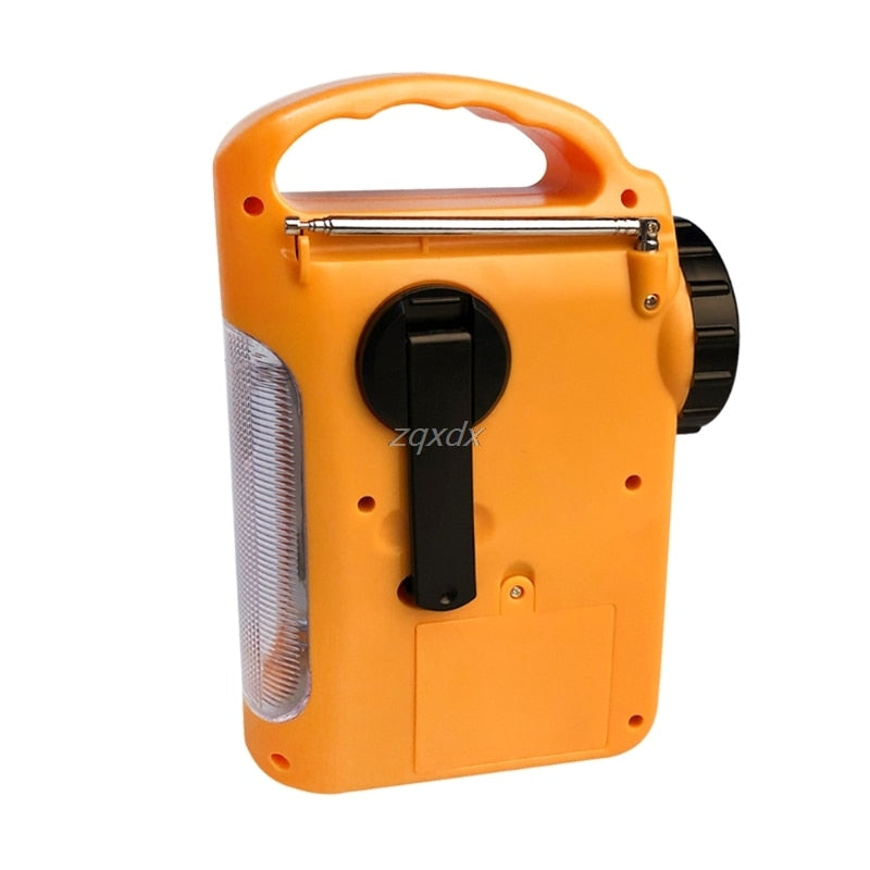 Outdoor Emergency Hand Crank Solar Dynamo AM/FM Radios Power Bank with LED Lamp - Korvel