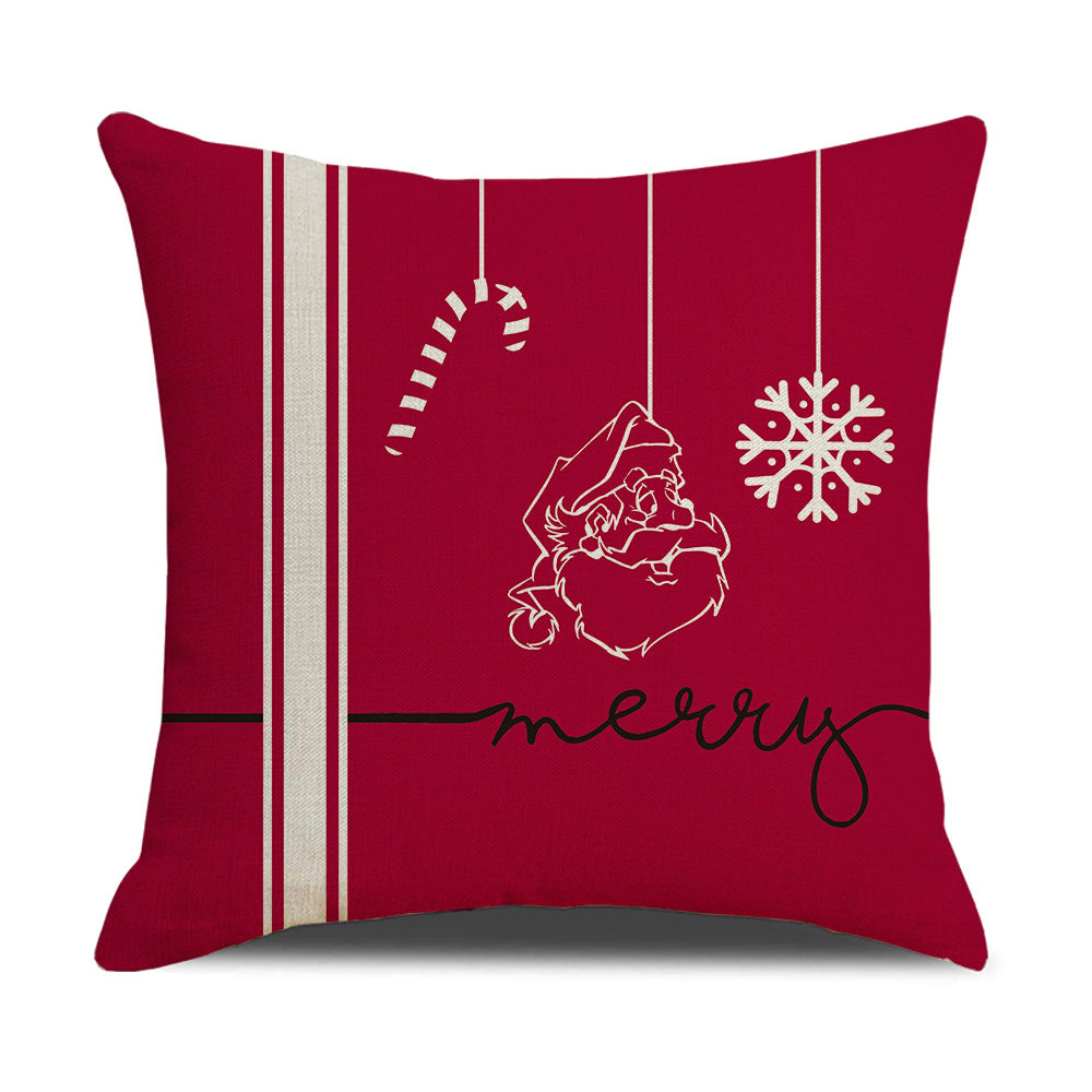 Pink Cartoon Christmas Pillowcase - Premium Linen Cushion Cover