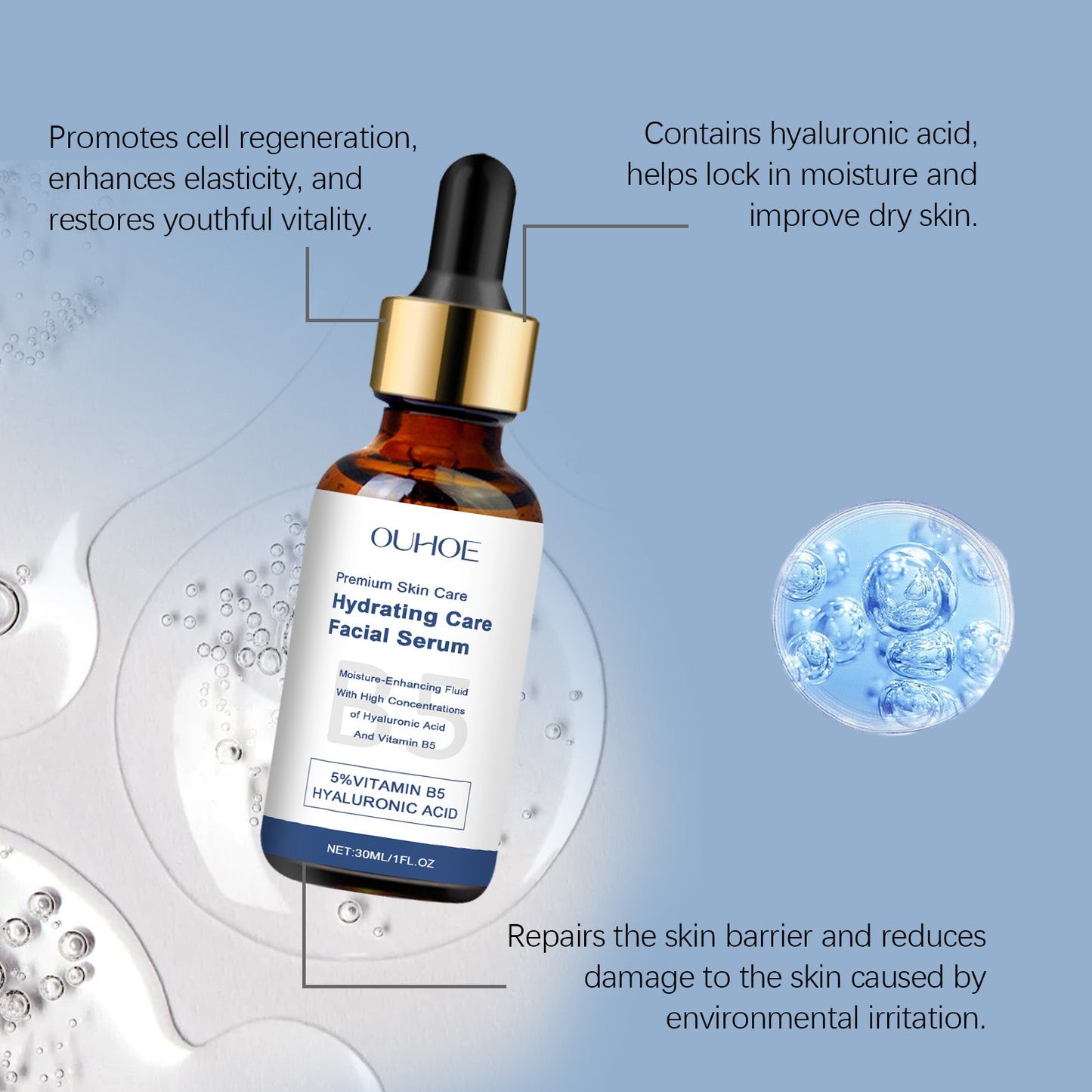 B5 Facial Moisturizing Serum Moisturizes Facial Skin Daily Skin Care Serum - Korvel