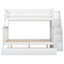 Elegant Twin over Full Bunk Bed with Trundle and Staircase - White