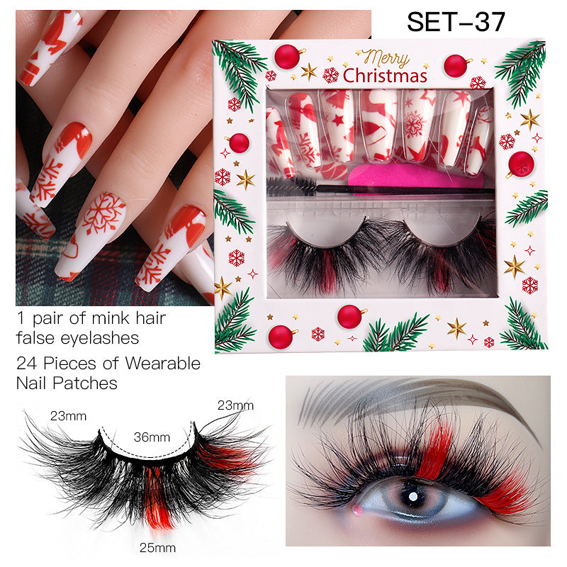 Christmas Nail Enhancement Eyelash Tool Set False Eyelash Decoration Color Mink Hair Beauty Tool - Korvel