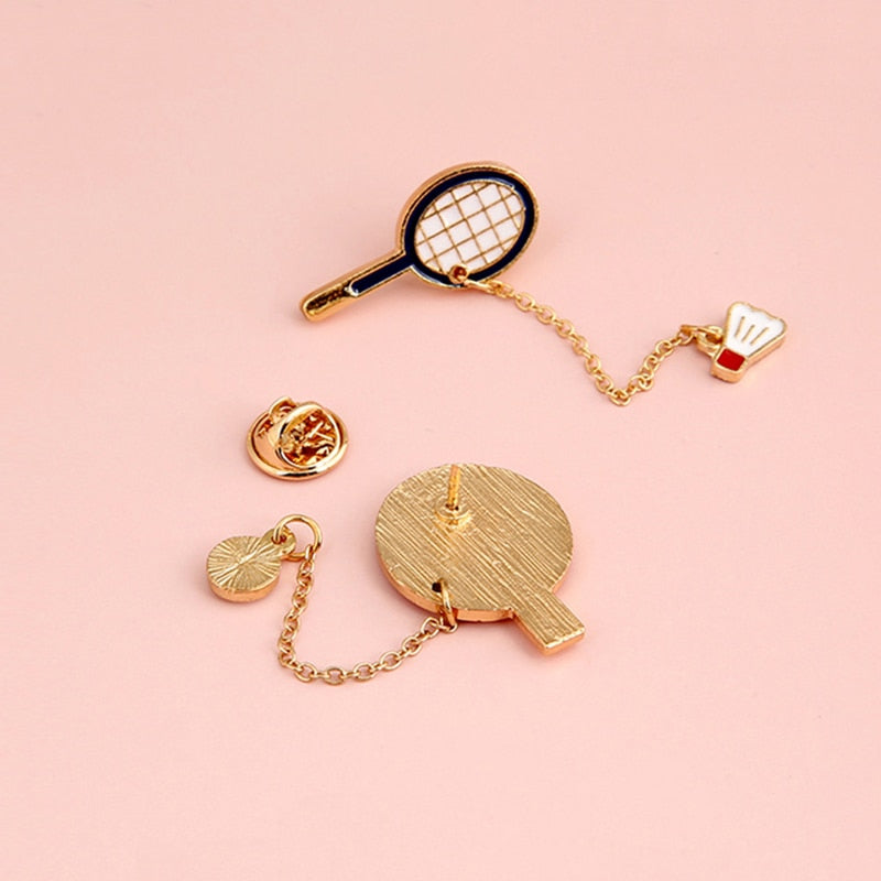 Fashion Cartoon Badminton Brooch pin Badge Sports Equipment table Tennis Fashion Jewelry Wholesale Gift athletes - Korvel