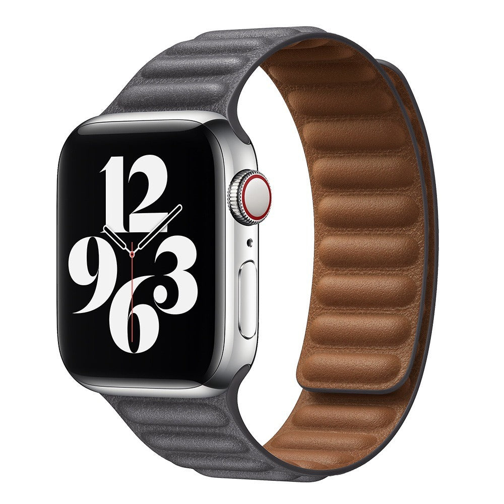Suitable For iwatch8 Watchband S7 SE 6/5/43 Magnetic Suction New Leather Loopback Chain Apple Watch Wristband - Korvel