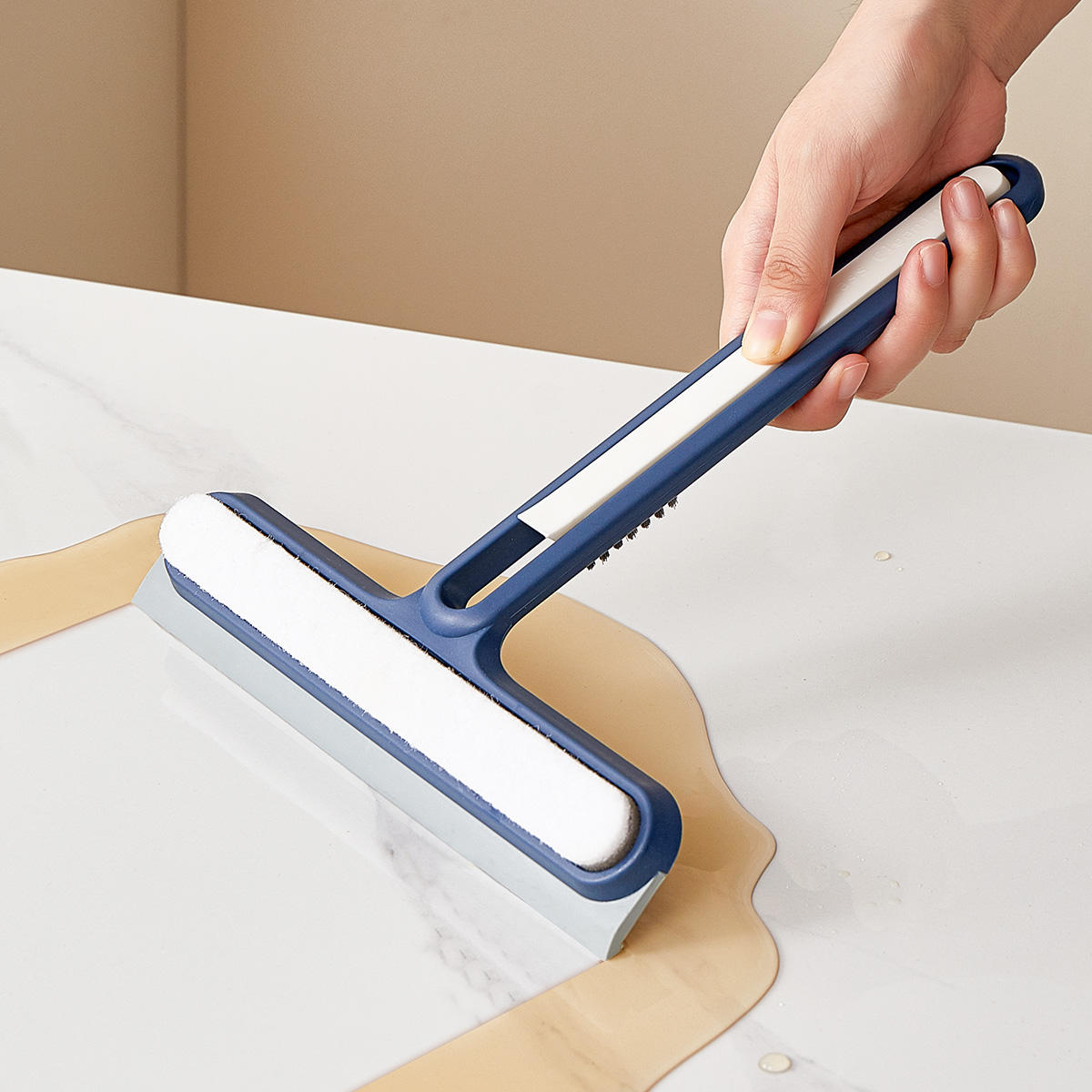 4-in-1 multifunctional cleaning tool glass scraper window scrubber bathroom mirror wiper non removable and washable - Korvel