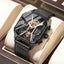 POEDAGAR Fashion Men Luxury Wristwatches Chronograph Luminous Waterproof Date Man Watch Square Dial Leather Quartz Men's Watches - Korvel