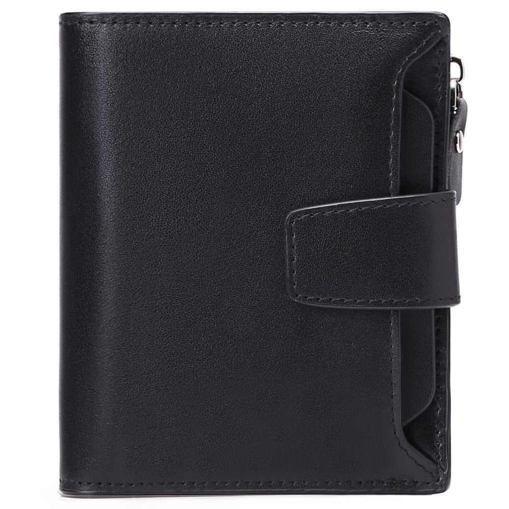 Men's short genuine leather wallet first layer cowhide Korean style fashion casual wallet driver's license wallet father's day gift - Korvel
