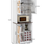 76 Inch Tall Farmhouse Kitchen Faux Rattan Wine Cabinet, Kitchen Bar Cabinet with Square Compartments and Shelves - Korvel