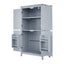 Bathroom floor storage cabinet, bathroom storage cabinet, 4-door independent cabinet, adjustable shelf, adaptive shelf, gray - Korvel