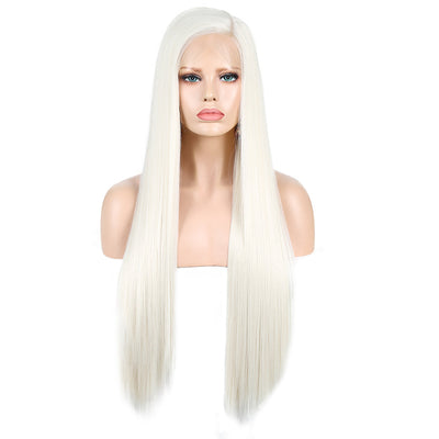13*2. 60# Chemical Fiber Front Lace Wig Headgear Long Straight Hair Natural Hairline Wig - Korvel