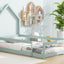 Twin Size Wood Bed with House-Shaped Headboard in Light Green