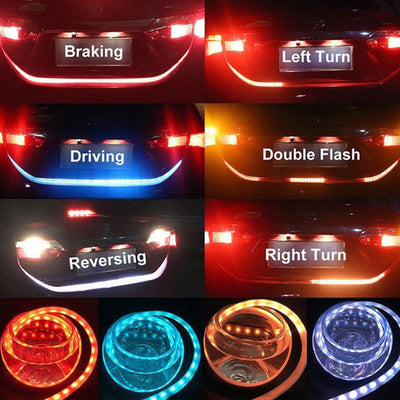 Promotion! 1.2m 12V Car Four Colors Flow Type 36 LED Car Tailgate Strip Waterproof Brake Driving Turn Signal Light - Korvel