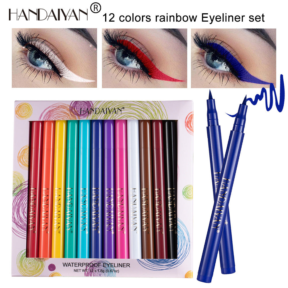 HANDAIYAN 12 Color Matte Eyeliner Set - Quick-Drying & Smudge-Resistant
