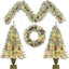 Pre-lit Xmas Tree Artificial Christmas 4-Piece Set,Garland, Wreath and Set of 2 Entrance Trees X-mas - Korvel
