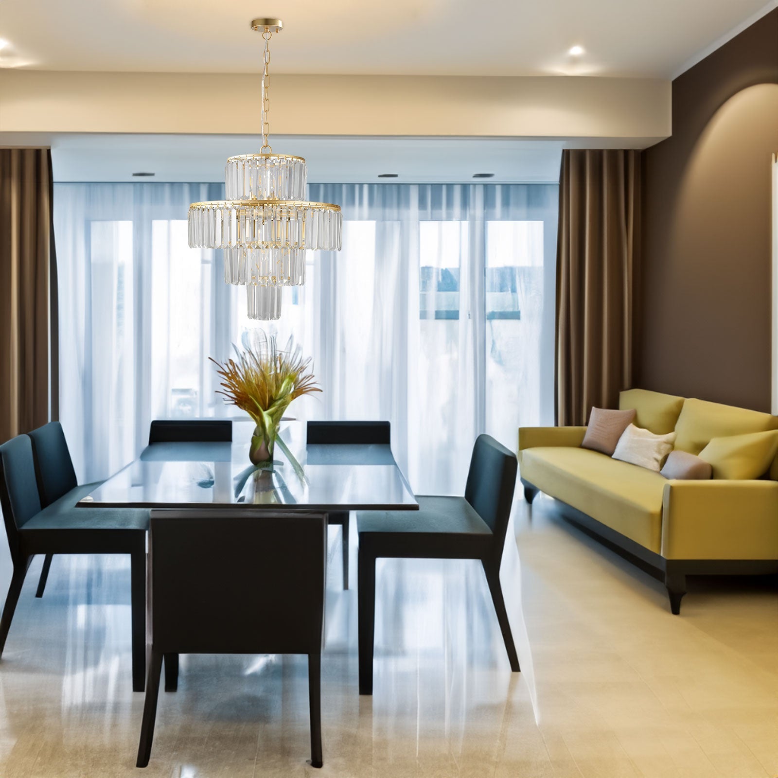 Luxury Crystal Chandelier Modern Chandeliers Lights Fixture Hanging Pendant Light Fixture Dia 19.7 Inch - Korvel