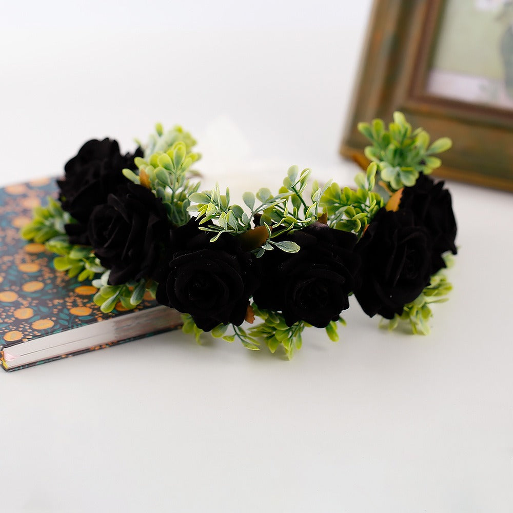 Handmade Velvet Flower Wreath - Adjustable Hair Accessory