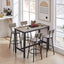 Bar Table Set with 4 Bar stools PU Soft seat with backrest Grey 47.24'' L x 23.62'' W x 35.43'' H - Korvel