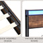 Elevating storage bed frame, full-size bed frame with bookshelf headboard and LED lights, with country brown color - Korvel