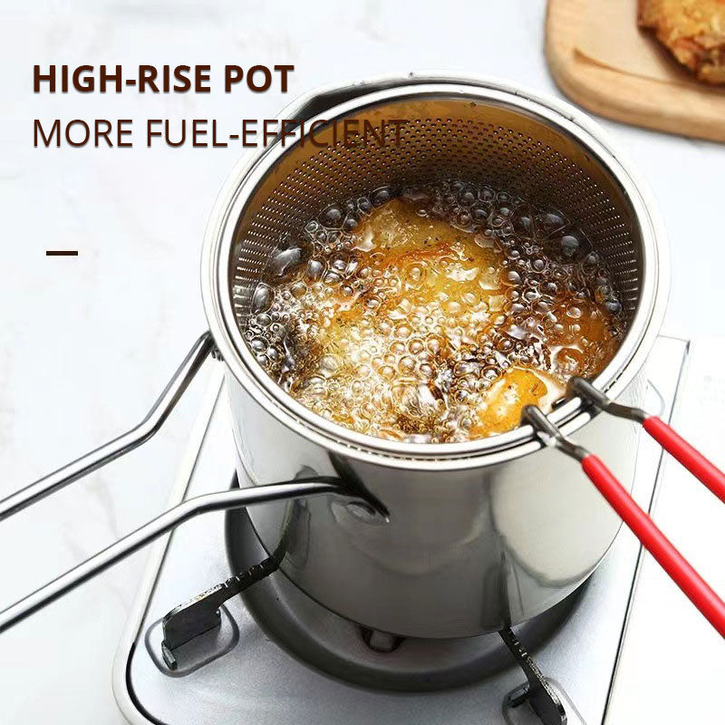 Oil Fryer, Household Deep Pot, Stainless Steel Gas Mini Pot, Japanese Style, with Filter Screen, Oil Saving Small Fryer - Korvel