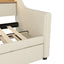 Twin Size Daybed with Trundle, Upholstered Daybed with Charging Station and LED Lights, Beige - Korvel