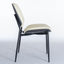 2-piece retro linen chair set with curved wooden backrest, cushioned seat, adjustable metal legs, (Beige PU) - Korvel